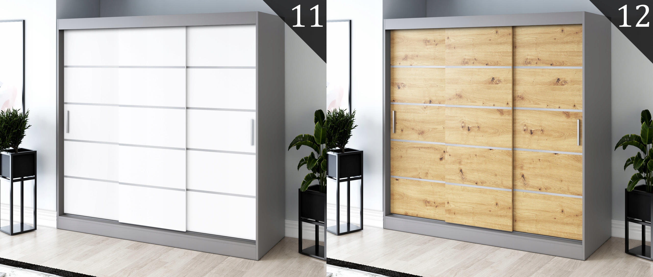 Szafa Przesuwna 200cm Biała - RÓŻNE KONFIGURACJE Liczba szuflad 0