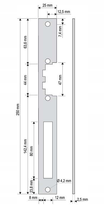 PŁASKOWNIK DŁUGI RYGIEL FURTKA BRAMA DOMOFON Marka Eura-Tech