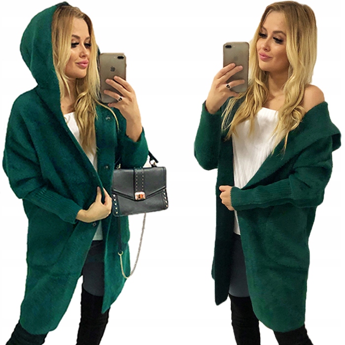 Alpaki Bunda Vlna Barvy oversize Dlouhá