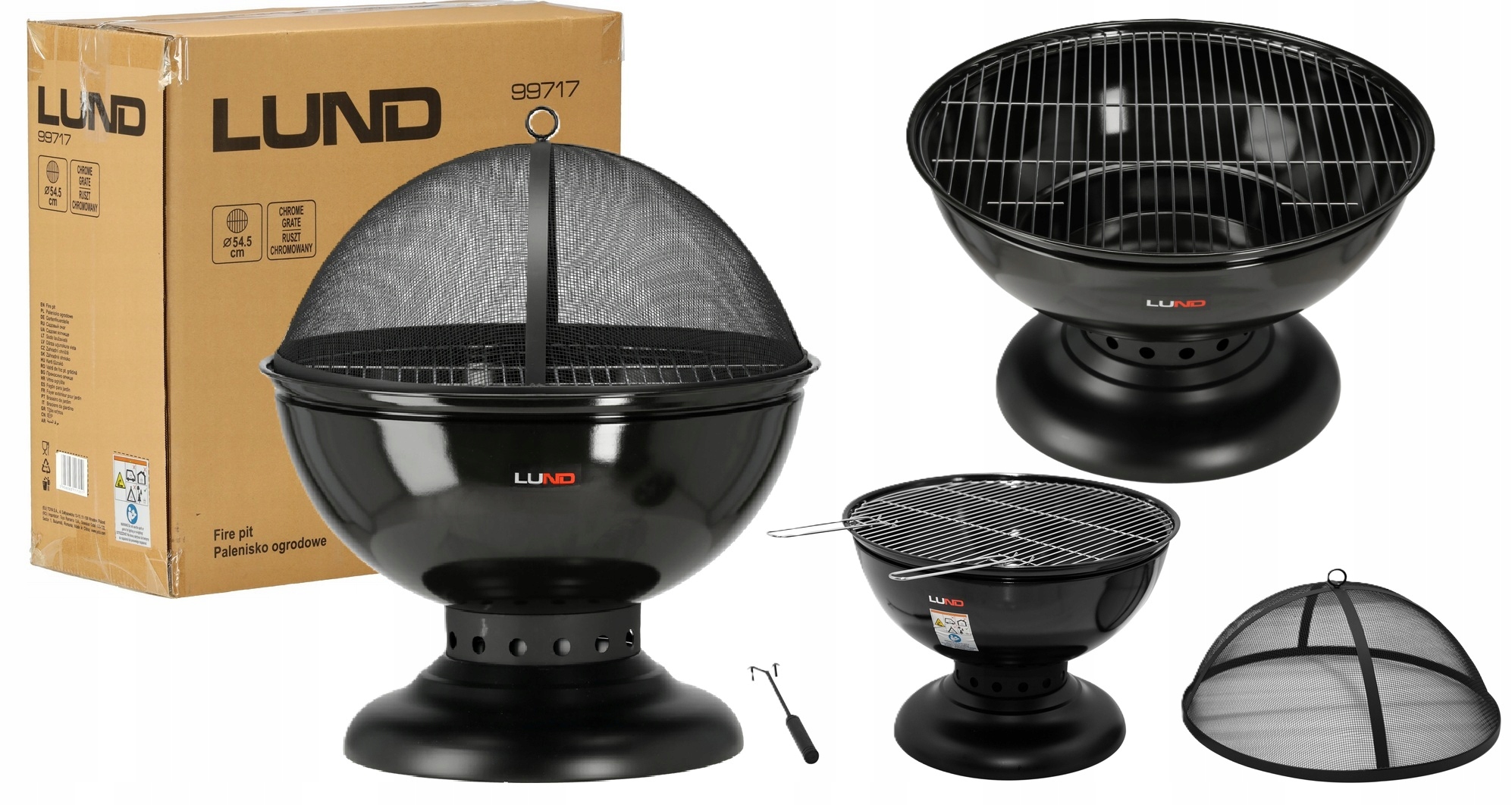 Ohnisko Záhradné S Roštom Oceľové Ohnisko Grill 54 cm Lund 99717