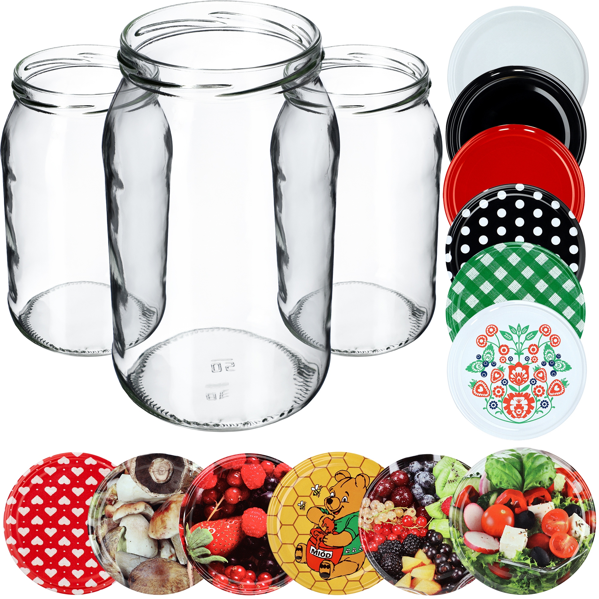 

8x Słoiki Na Przetwory 900ml Miód Wieczko FI82