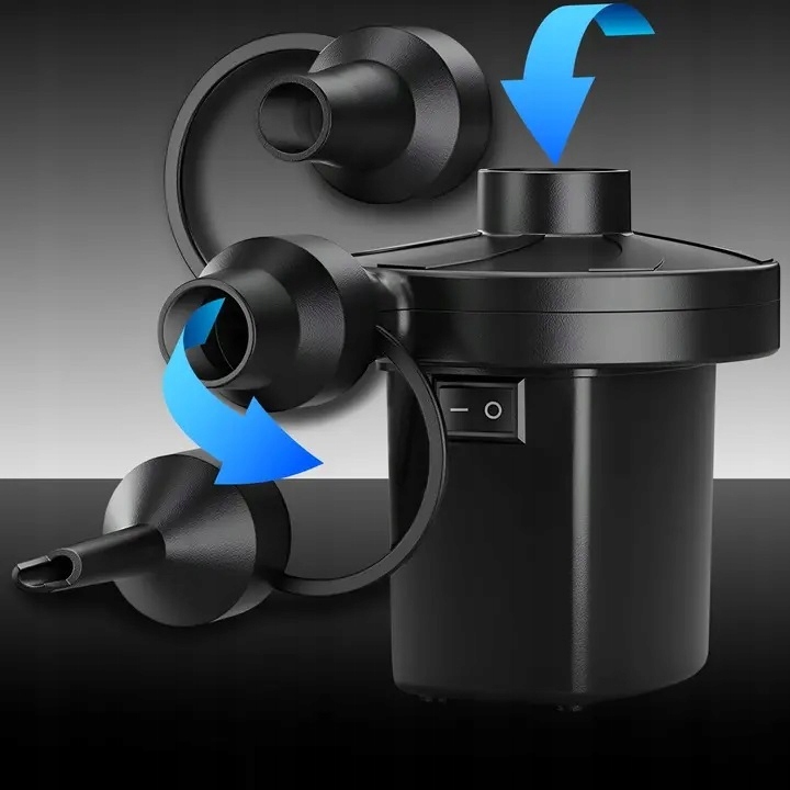 ELEKTRYCZNA POMPKA PIŁKI MATERAC BASENU 12V/230V + KOŃCÓWKI ROWERU AUTA Moc 60 W