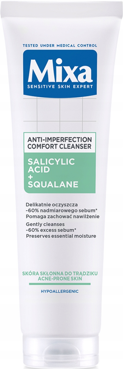 Mixa Gel Na Mytí Obličeje S Kyselinou Salicylovou A Skvalanem 150 ML