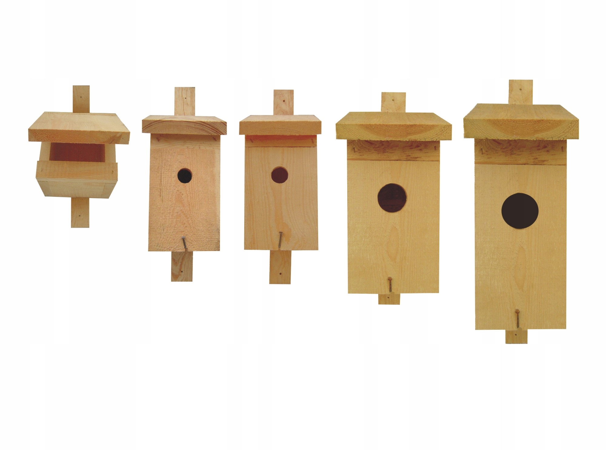 Drevené lužné búdky pre vtáky Domček Domčeky Sada 5 Kusov A1 B D P