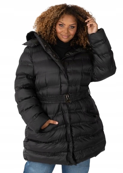 Lovedrobe Černá Péřová Bunda S Kapucí A Páskem 44 Jpb