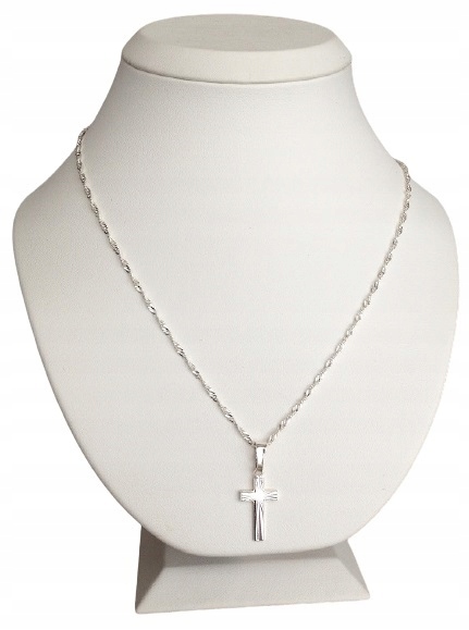 Łańcuszek srebrny 925 Krzyżyk Naszyjnik (na PREZENT / Komunia) Długość całkowita 50 cm