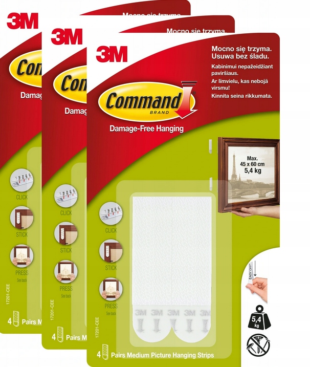 Rzepy do obrazów średnie ZESTAW 24szt 3M COMMAND!