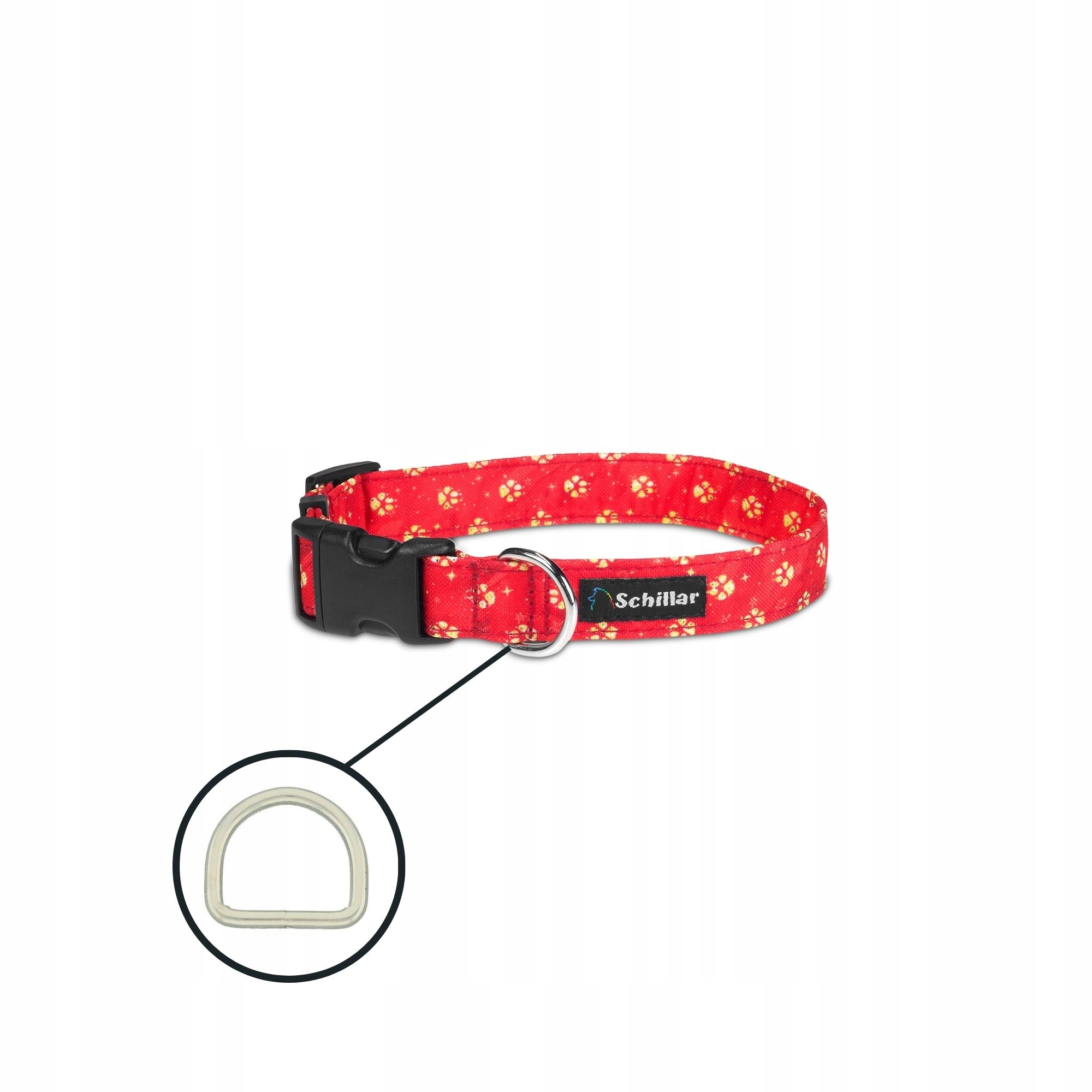 Levně Obojek na sponu pro velkého psa, barevný, červené zlaté tlapky, velikost L, 40-60 cm