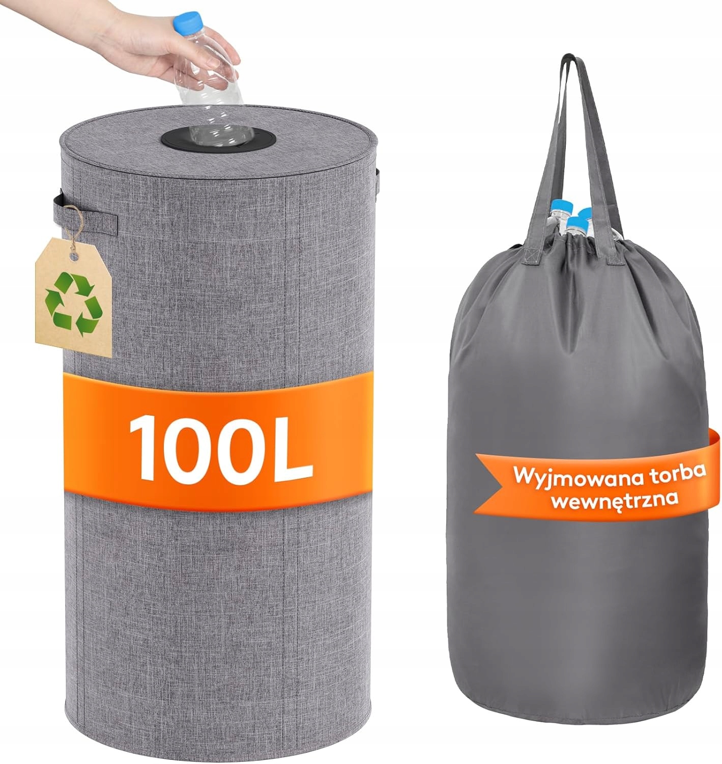 Lifewit odpadkový koš 100 l kulatý s víkem šedý