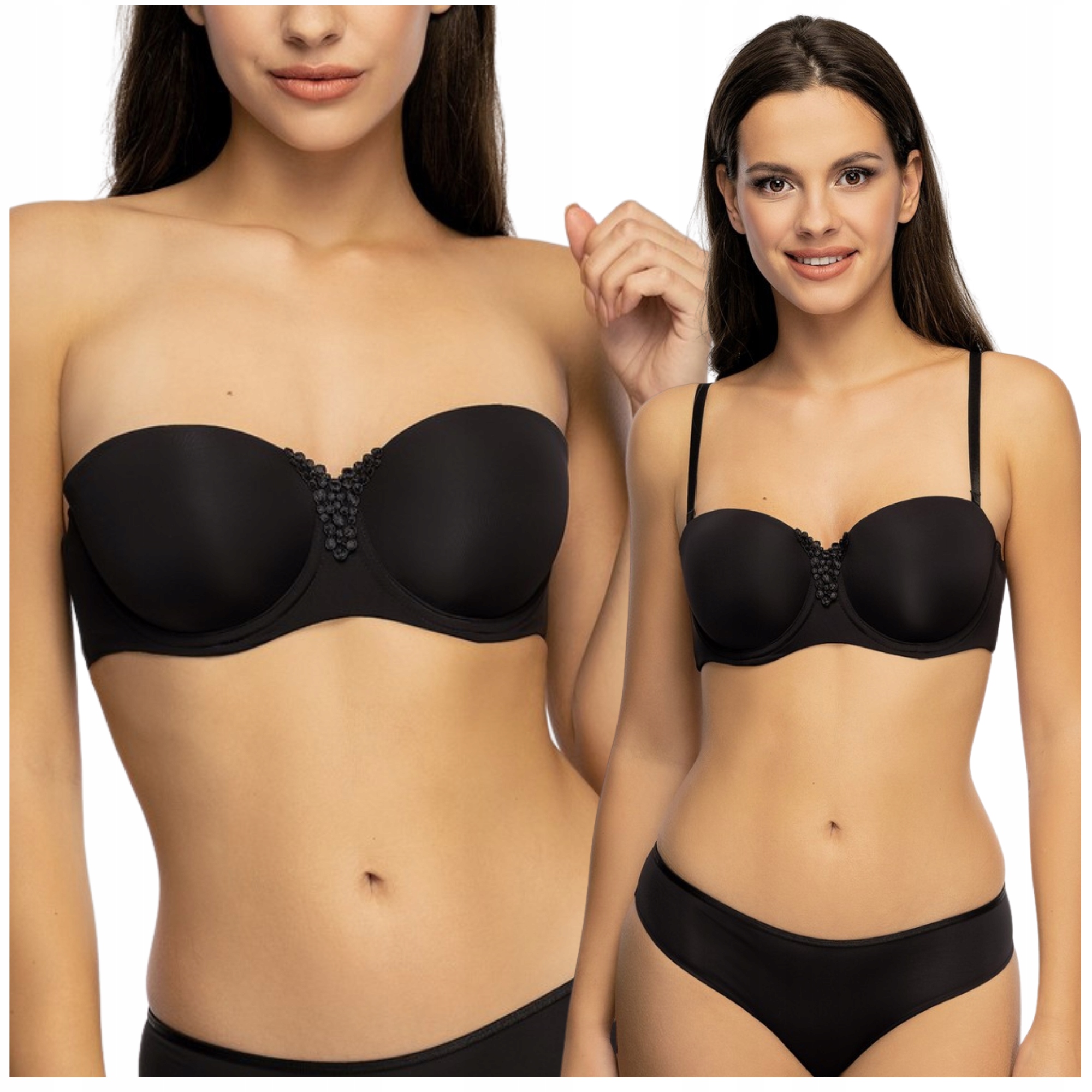 Podprsenka bardotka strapless černá hladká podprsenka Viania Carola 211414 80C