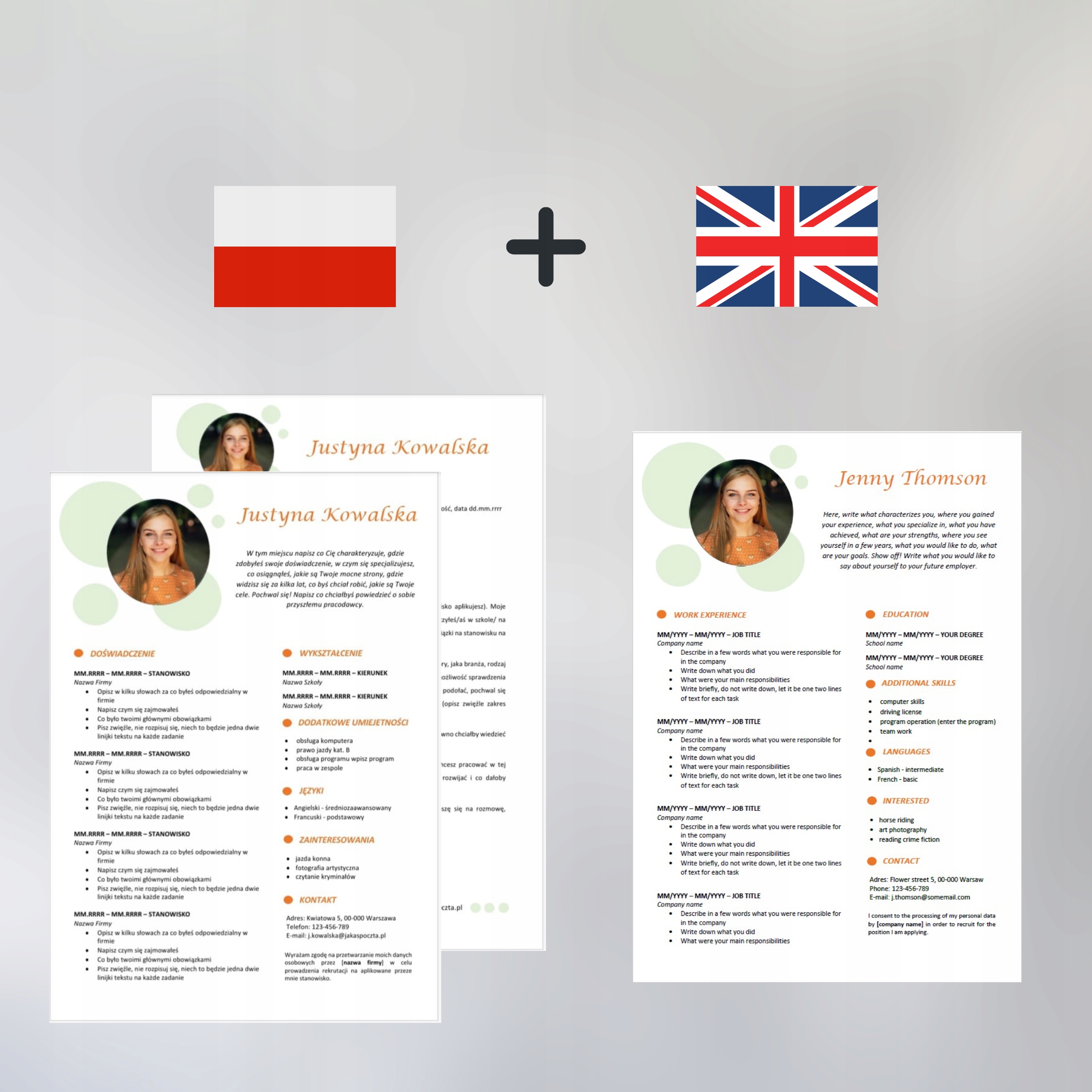 Komplet 2/22/K CV + List Motywacyjny PL + ENG Nazwa CV+LM 2/22/K PL+ENG