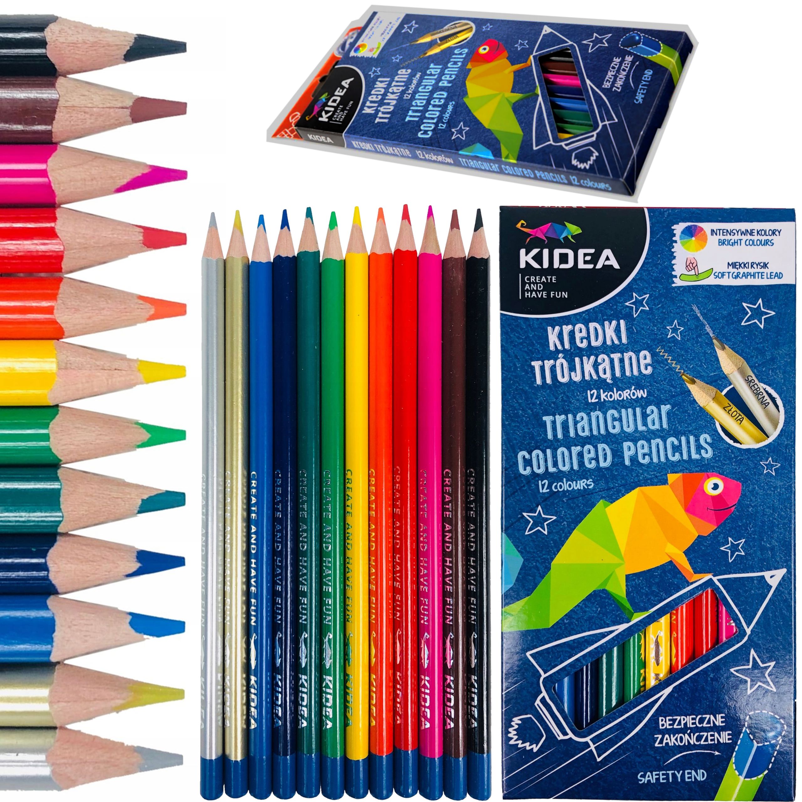

Kredki Szkolne Ołówkowe Trójkątne Kidea