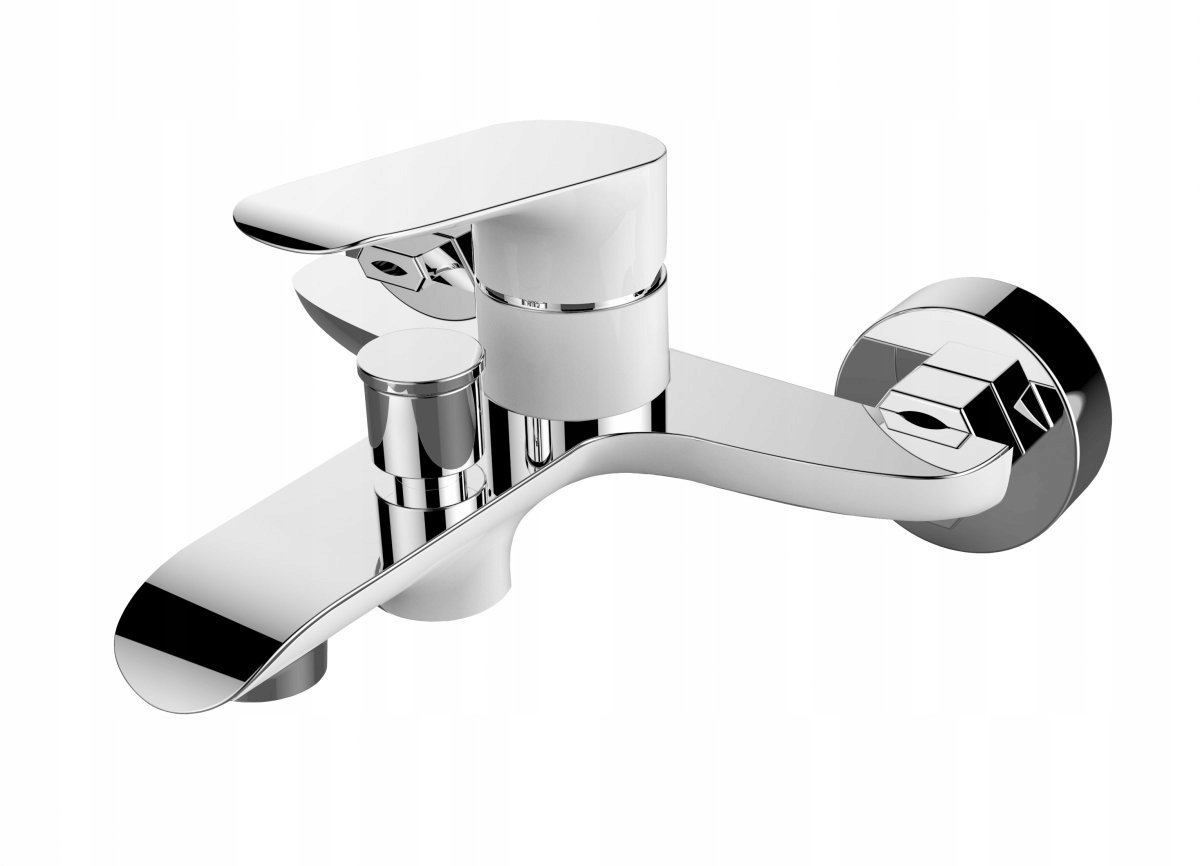 Nástenná Vaňová Batéria Biela Chrómová Nástenná Mosadz Laveo Alea