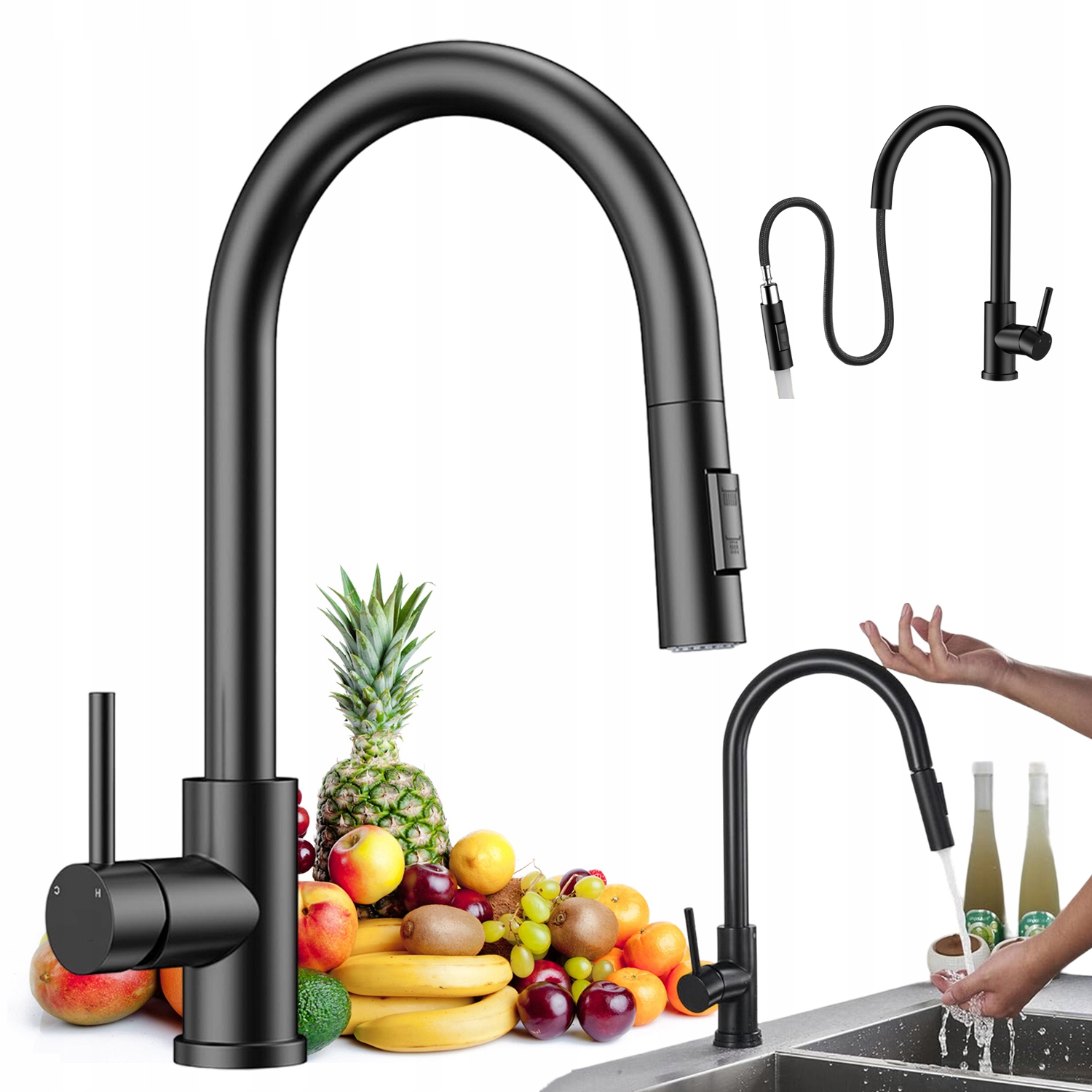 Kuchyňská Dřezová Baterie Stojánková S Kohoutkem Flexibilní Ramínko Otočný