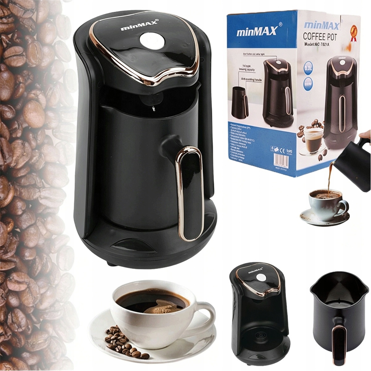 Ekspres do kawy 600W pojemność 300ml z antypoślizgową podstawą czarny