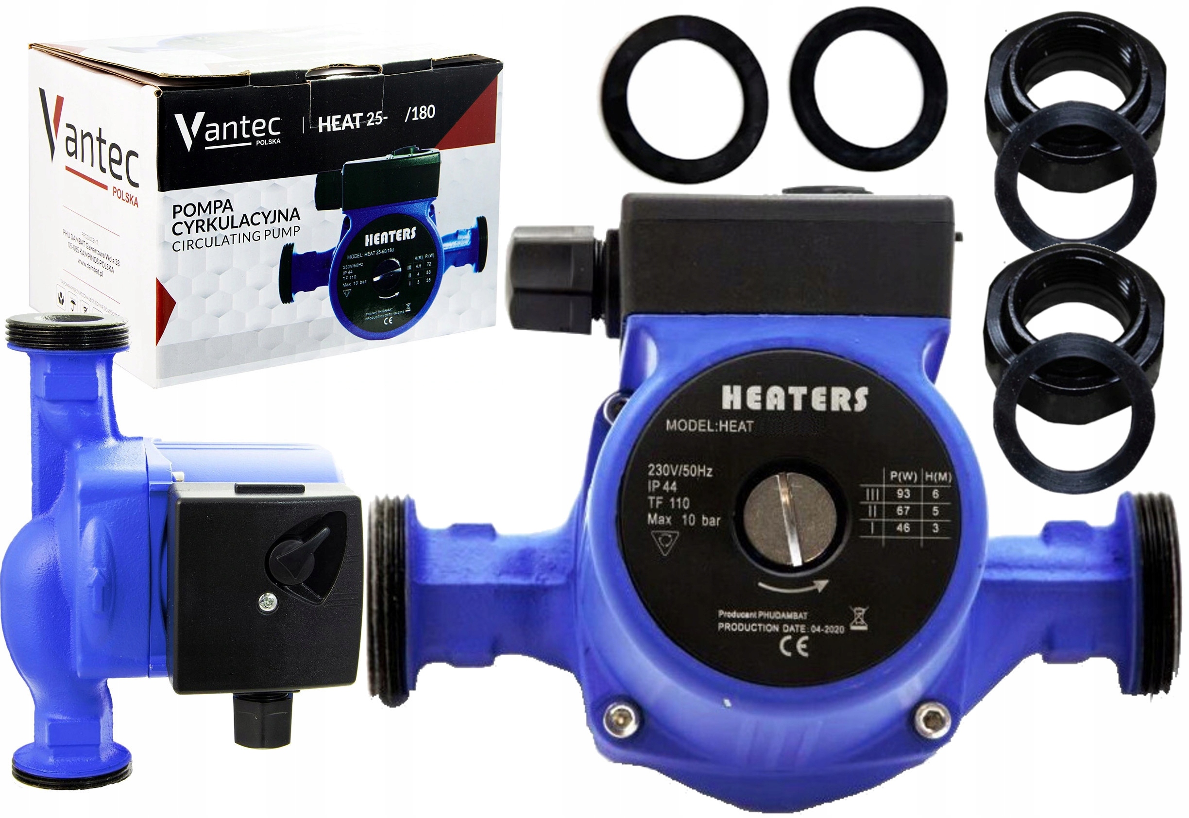 Cirkulační Oběhové Čerpadlo 3-RYCHLOSTNÍ Výkonné Těsnění 25-40/180 VANTEC+s