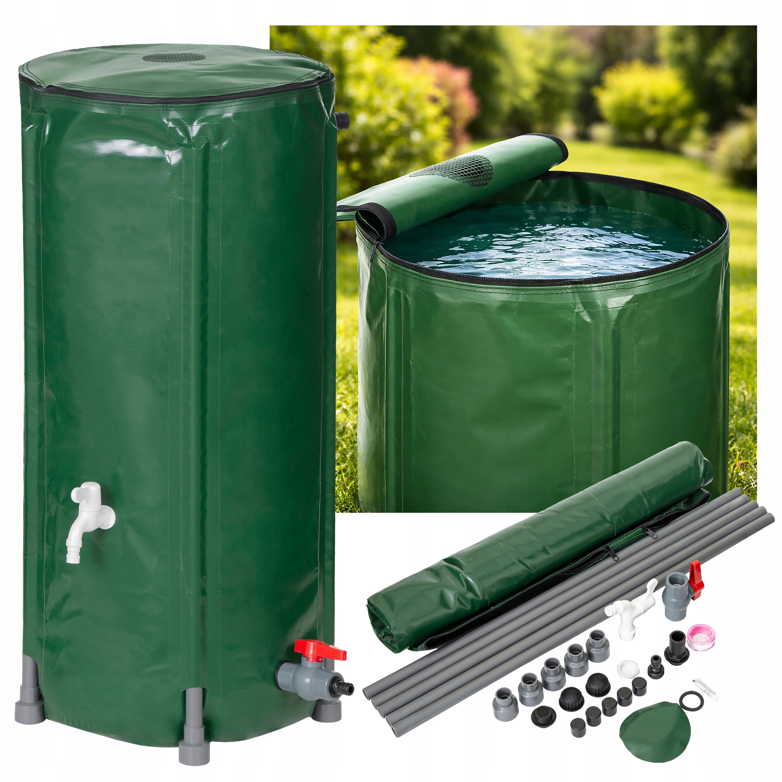 Skládací nádrž na dešťovou vodu s kohoutkem, nádoba na dešťovou vodu 85 cm