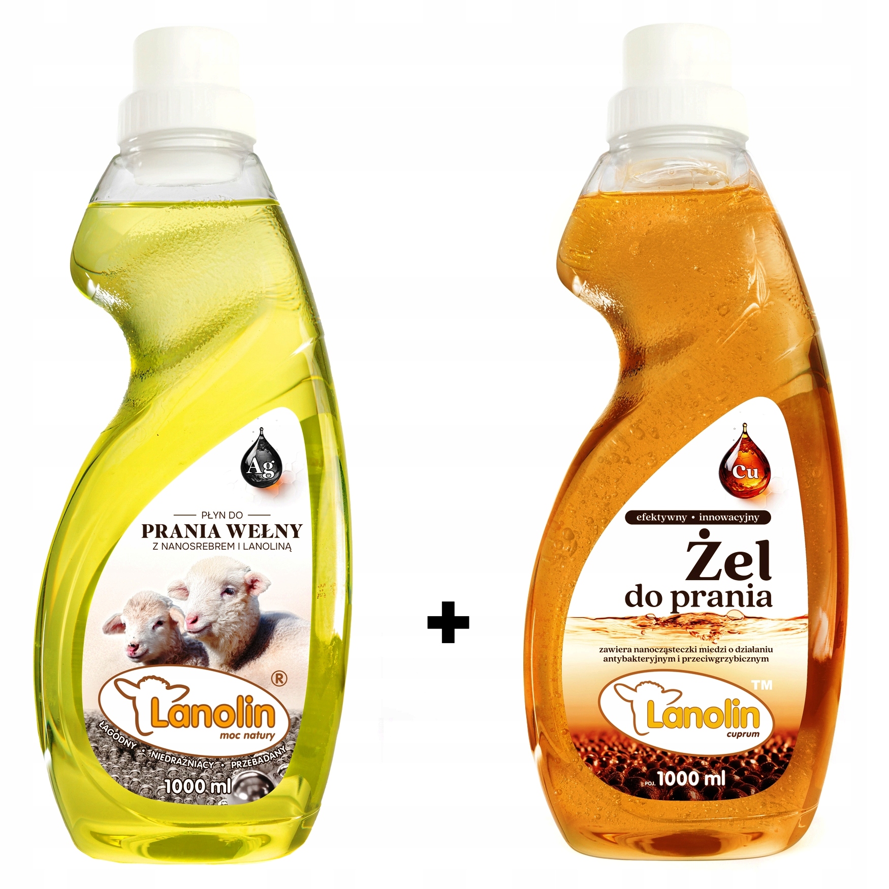 Zestaw Lanolin do prania wełny z nanosrebrem 1L z nanomiedzią 1L
