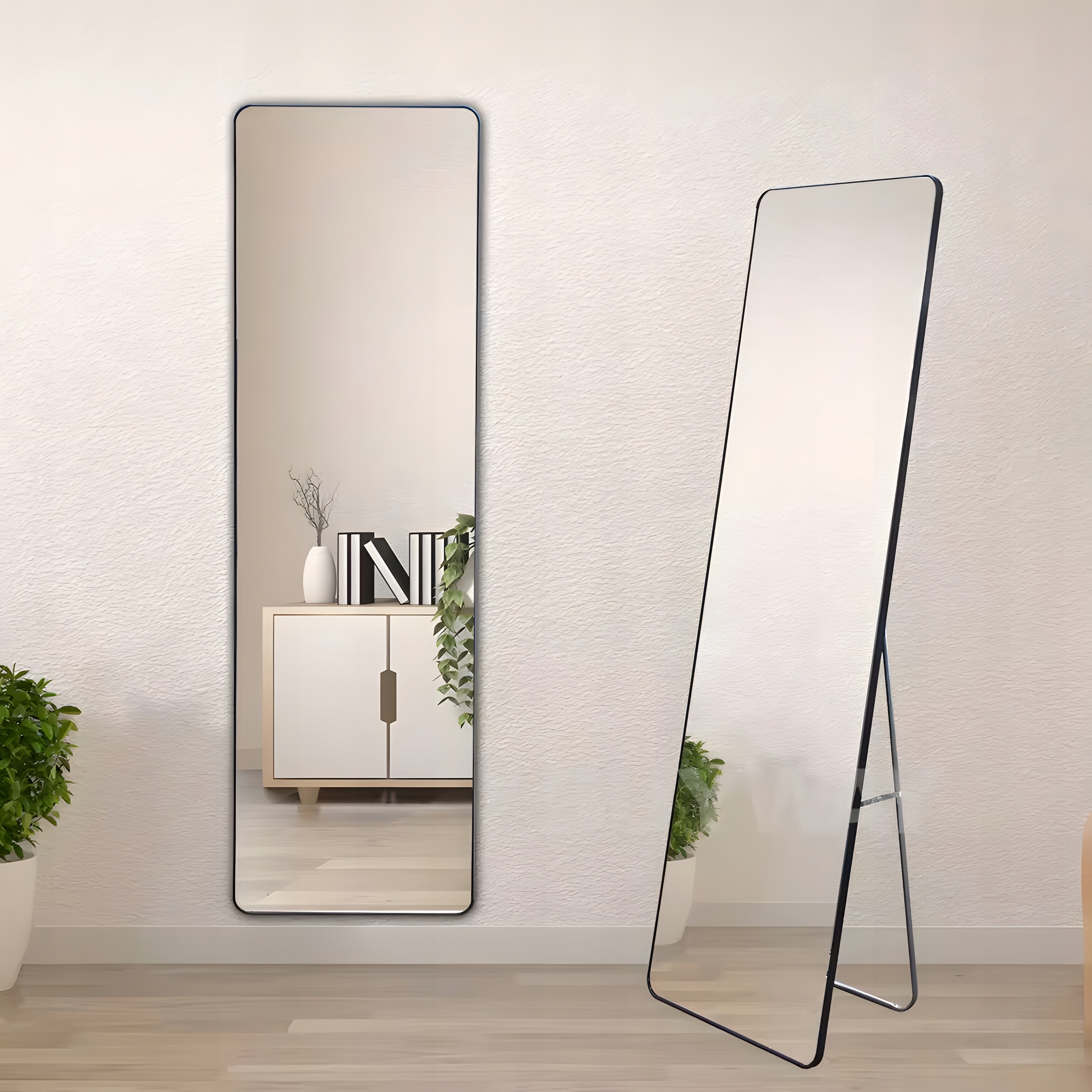 Zrcadlo ModernHome stojící obdélník, rám, kov, 39 x 159 mm