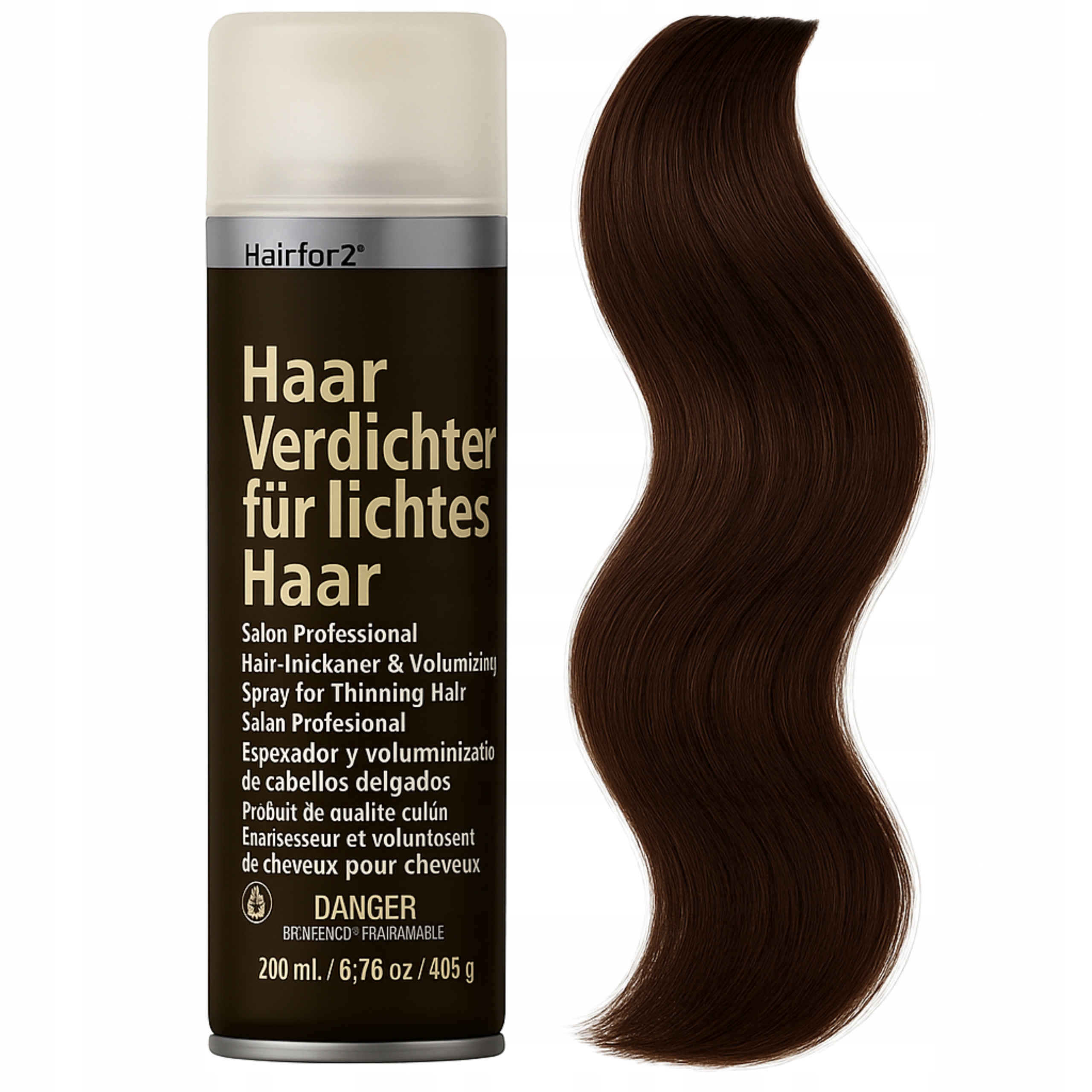 HairFor2 200 Ml Tmavě Hnědá Mikrovlákna Zahušťování Maskování odrostů