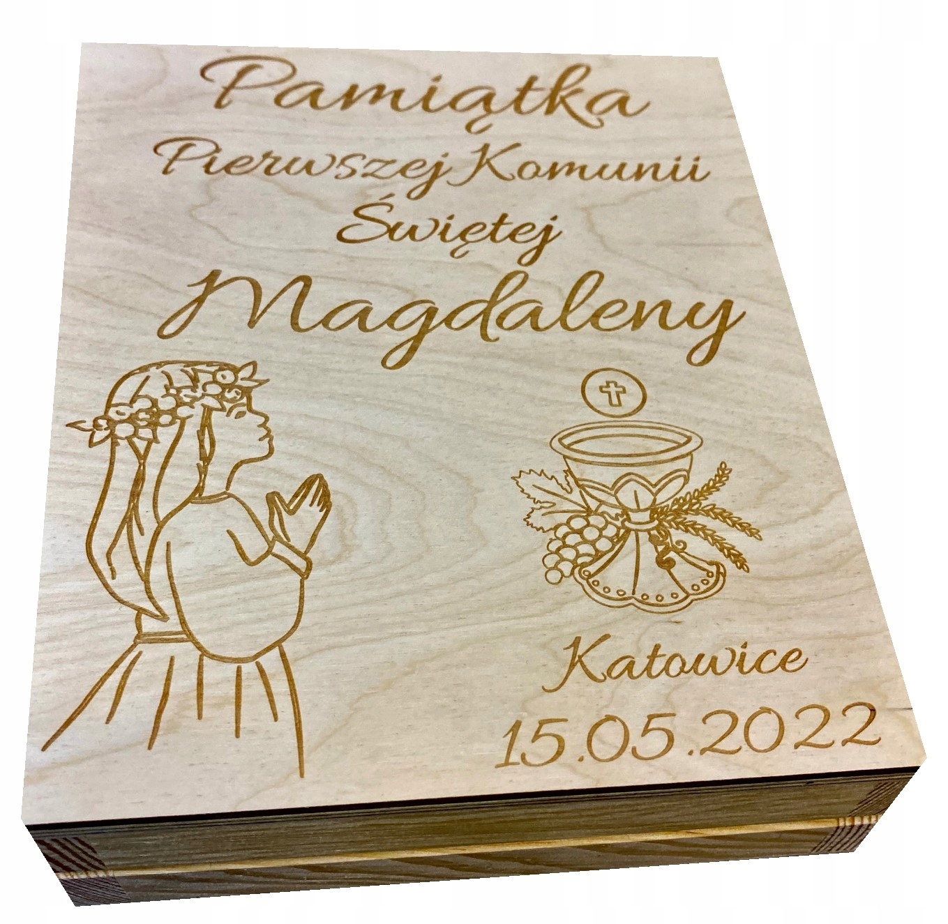 Biblia Pismo Święte Komunia Chrzest Pudełko Grawer ISBN 9788391325612