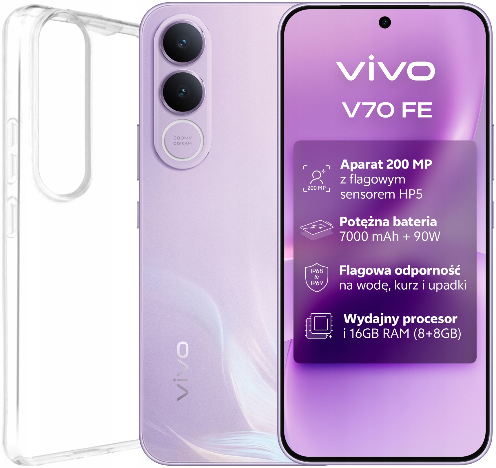 Smartfon Vivo V70 Fe 5G 8/256GB 6.83" 120Hz Jasnofioletowy