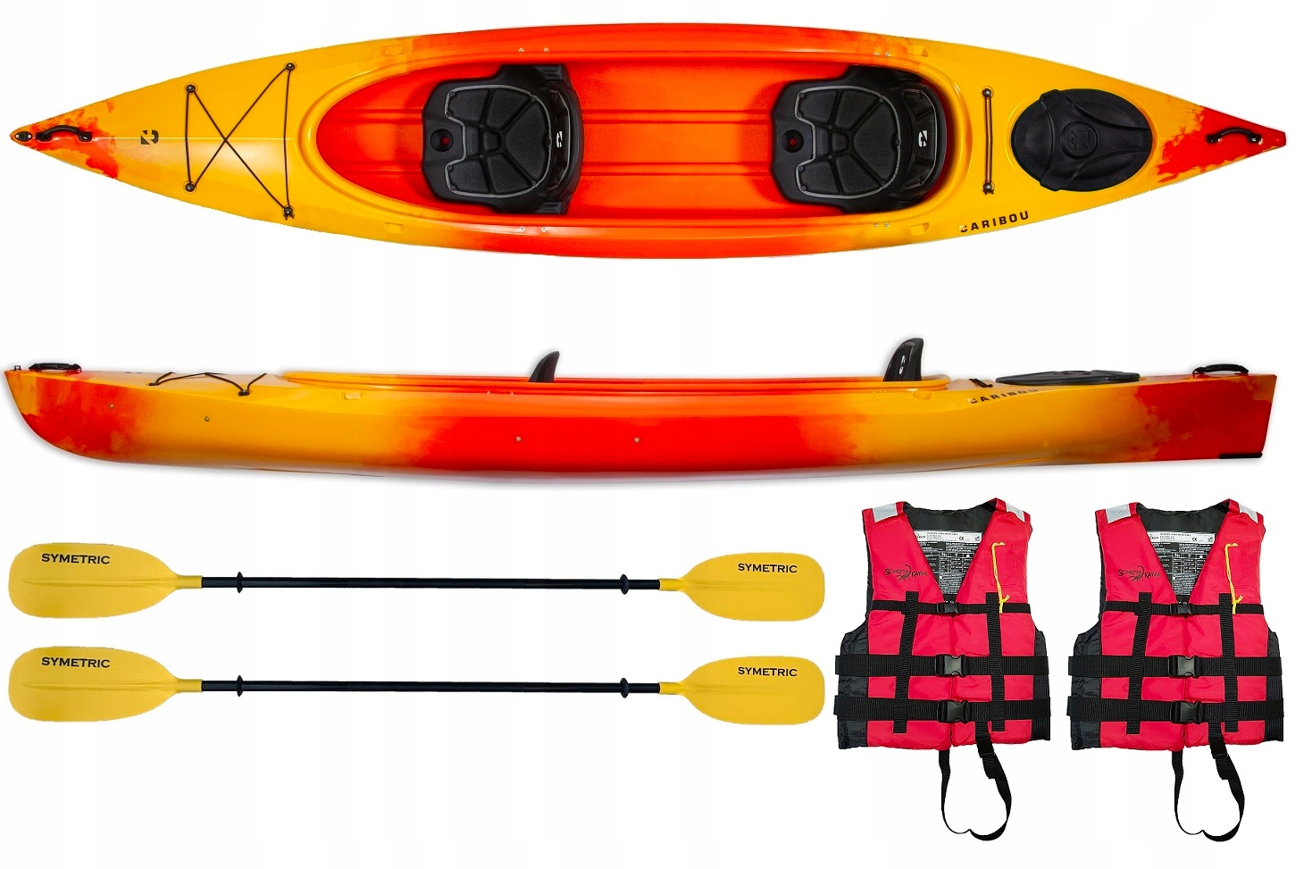 Dwuosobowy Kajak Turystyczny Caribou Adventure Rodzinny Dwójka Luk Zestaw