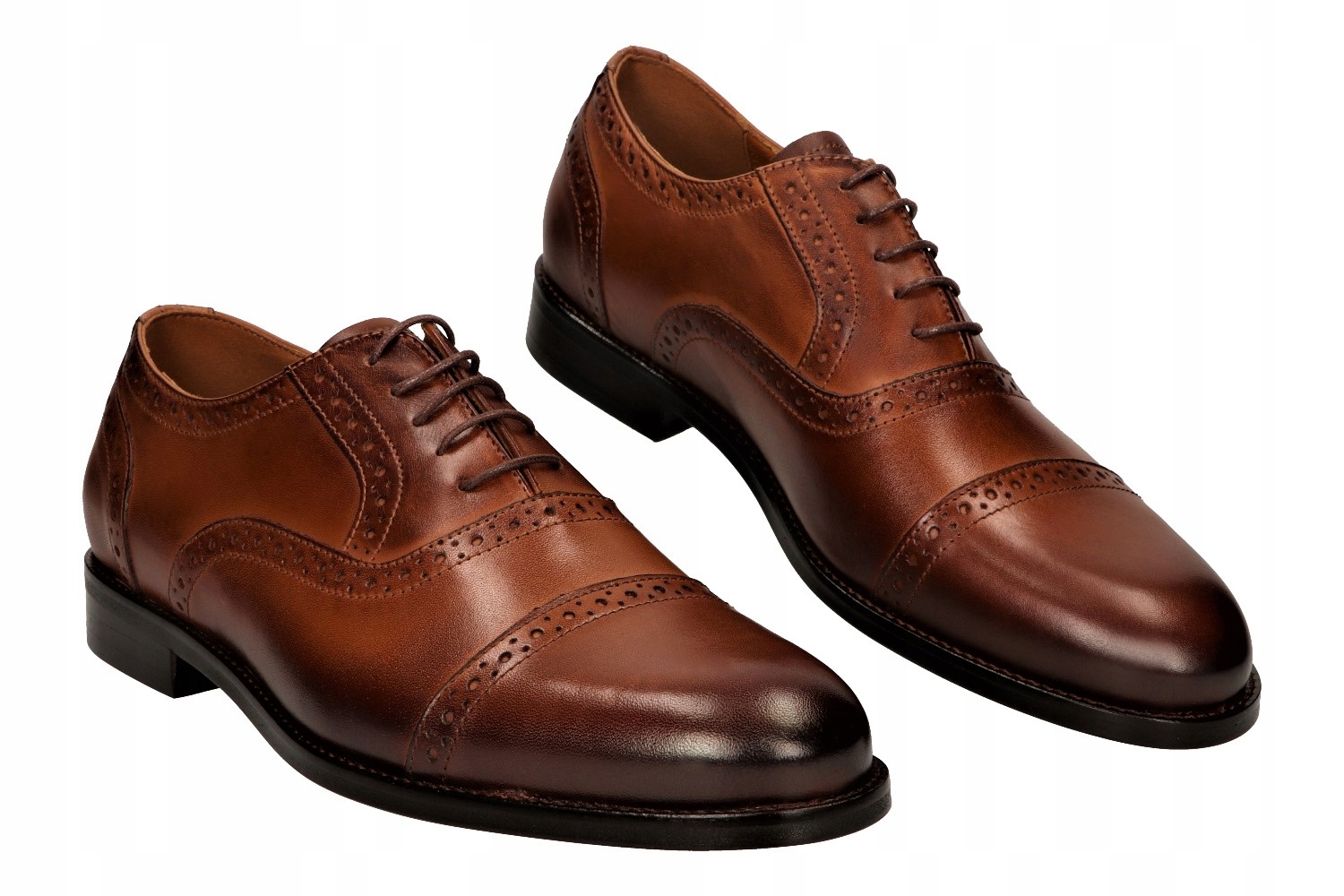 

Buty Angielskie Oxfordy Brogsy Brąz Palony Lico