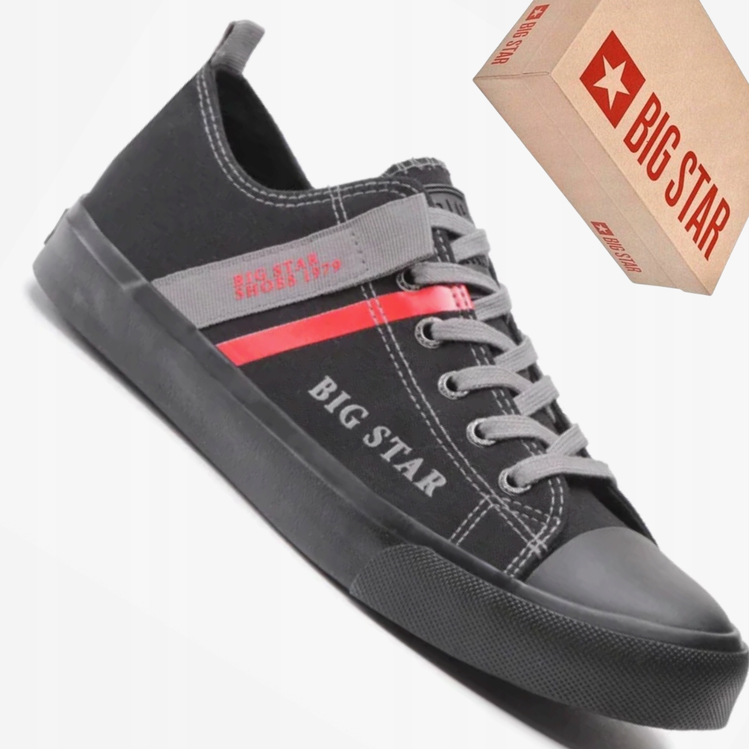 Big Star LL174008 trampki męskie czarne materiałowe klasyczne buty casual