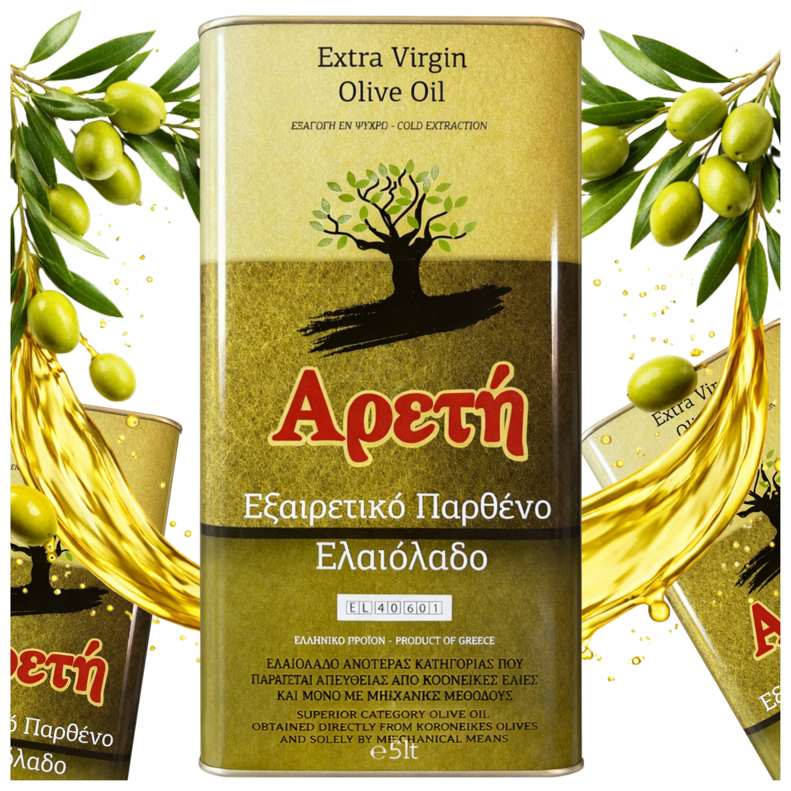 Extra Panenský Řecký Olivový Olej 5 L Areti Koroneiki Lisovaný Za Studena