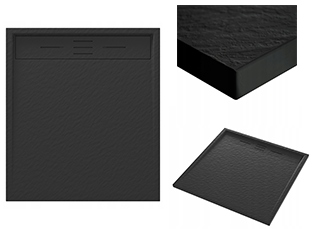 Černá Obdélníková Sprchová Vanička 90 x 80 CM Kompozit Viva