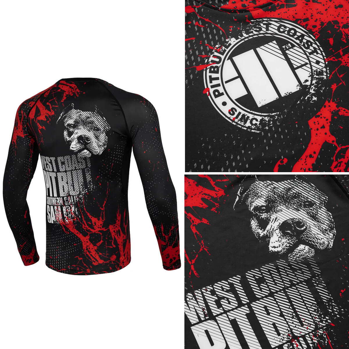 Rashguard z długim rękawem męski Pit Bull Blood Dog II Czarny r. L