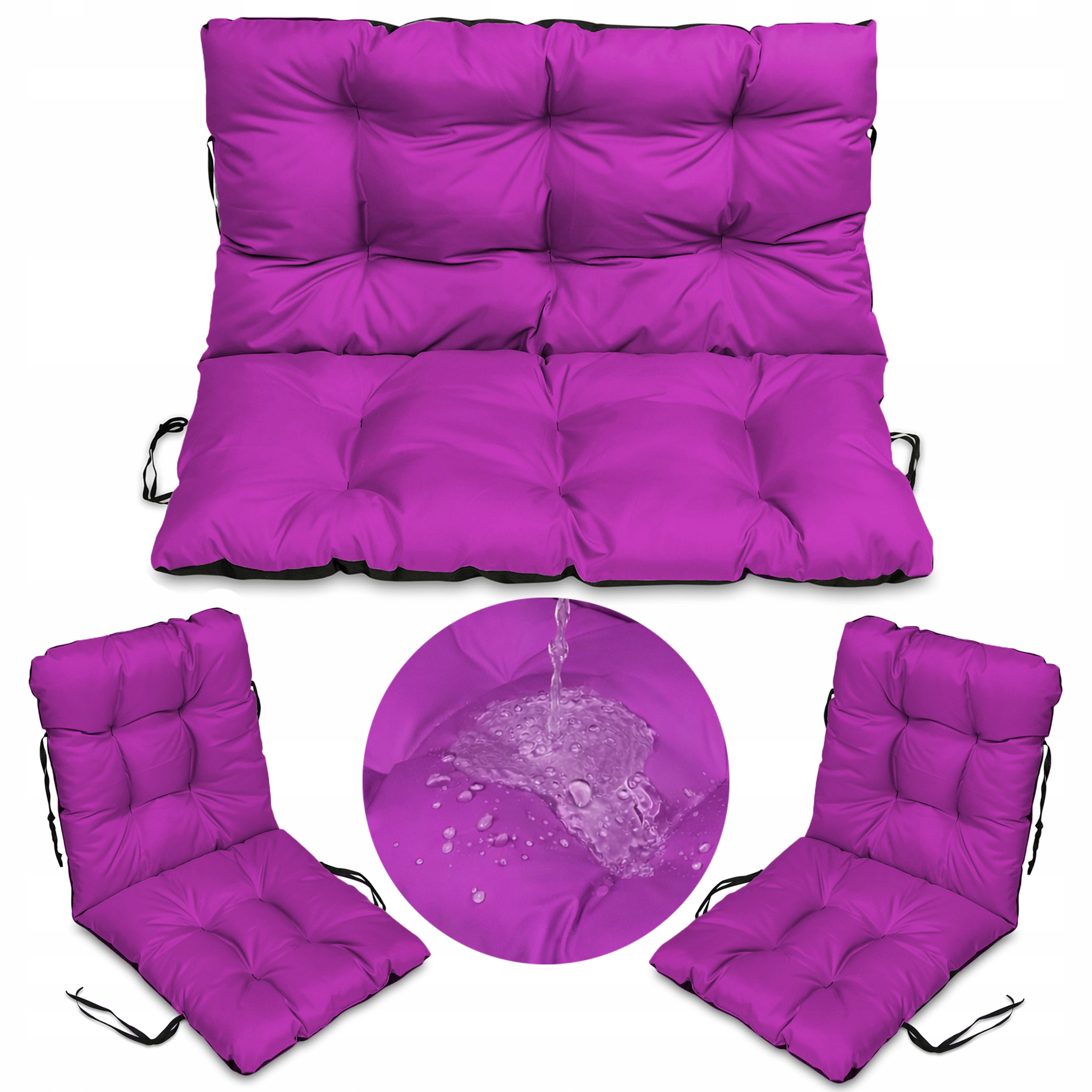 Set 2+1 polštáře na ratanový nábytek voděodolný 100x60x50 Fuchsie