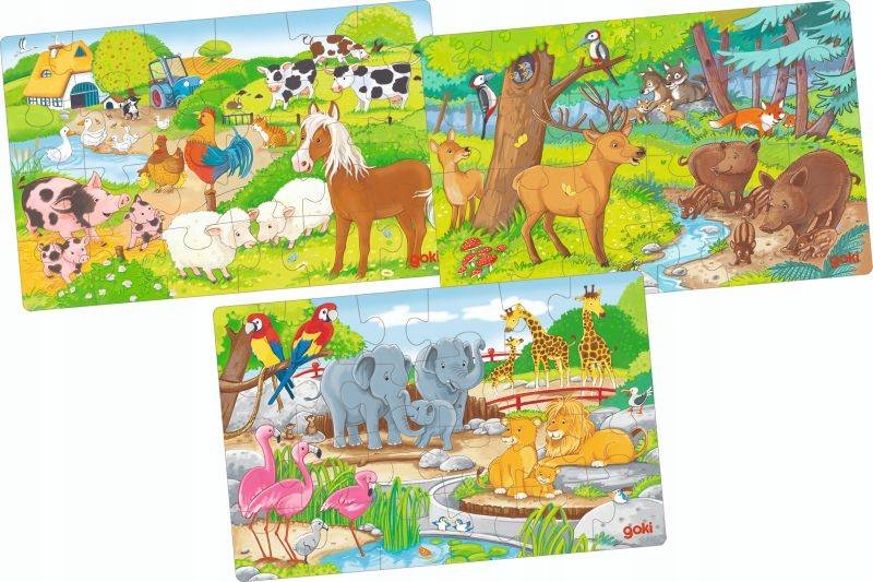 

Zestaw Puzzli Zwierzęta Układanki 3 obrazki Goki