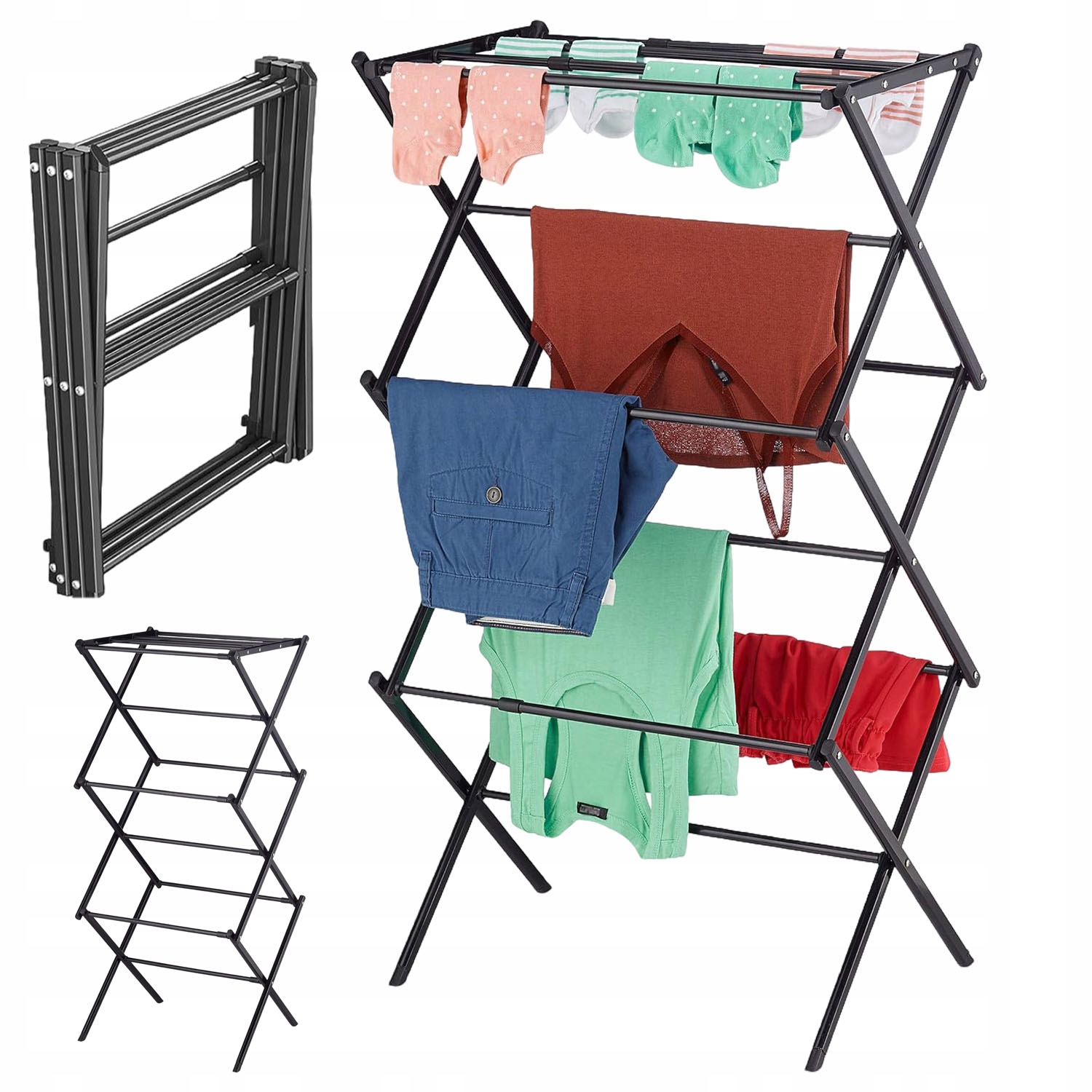 Levně Vysouvací Stojící Sušák Na Prádlo 102,5*36,5*40 Černý Železný Balkonový