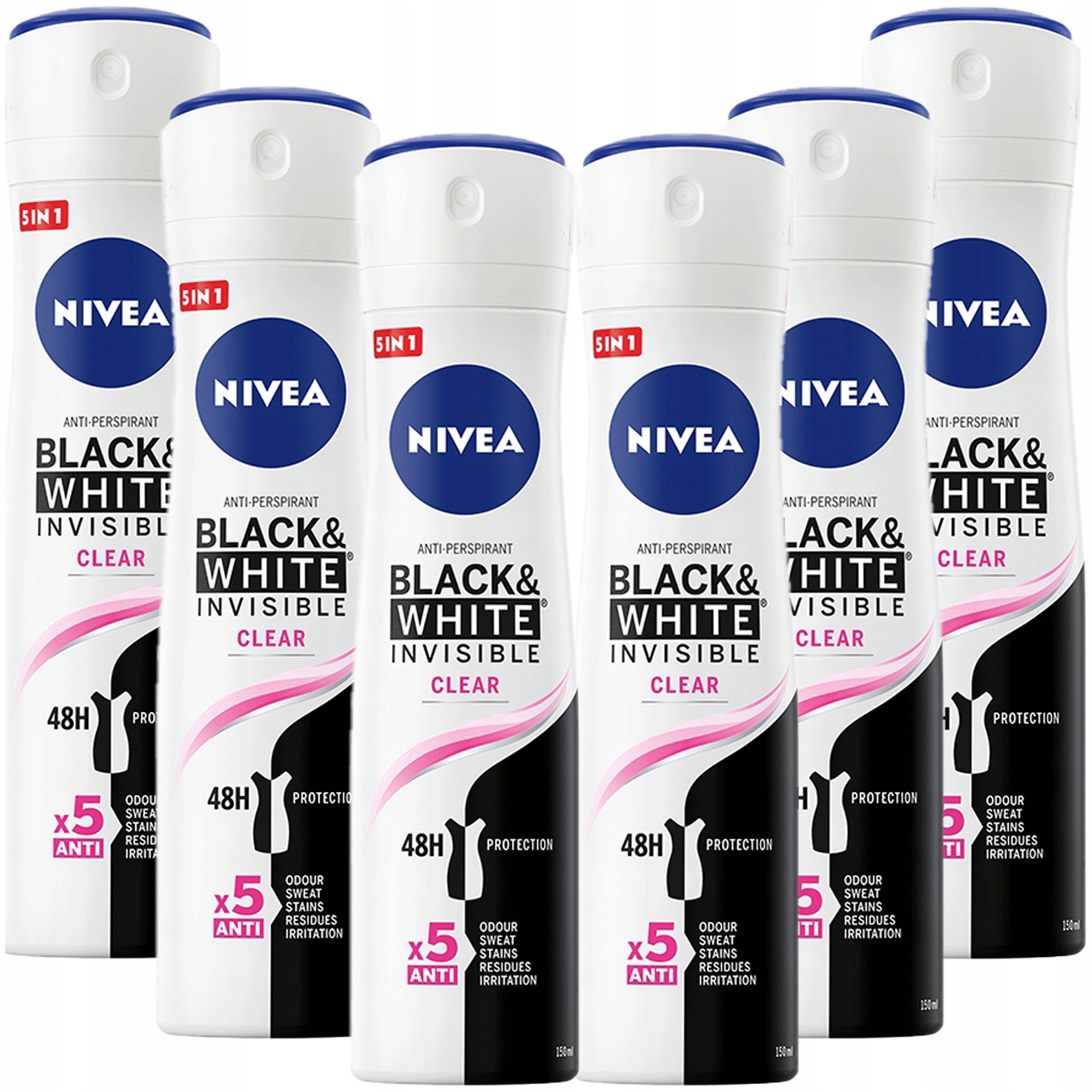 Nivea Woman Deodorant Invisible sprej 6x150ml