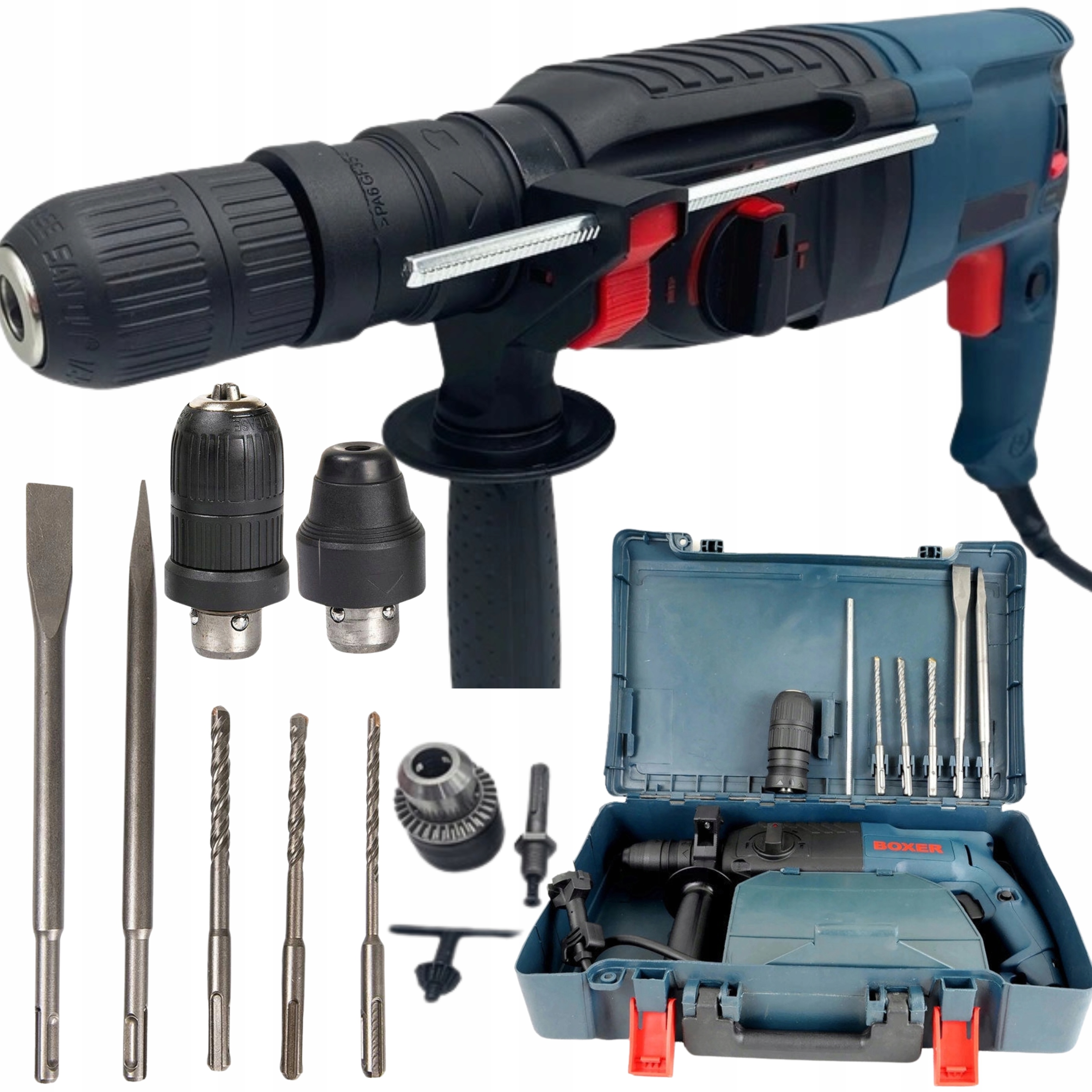 MŁOTOWIERTARKA UDAROWA WIERTARKA MŁOT UDAROWY SDS+ MOCNA ZESTAW WALIZKA