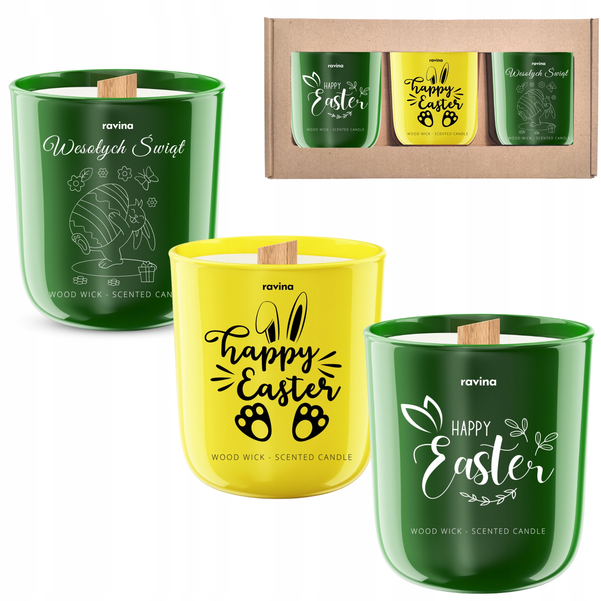 Set 3 Svíček 3x Vonná svíčka vosk sójový dárek Velikonoce