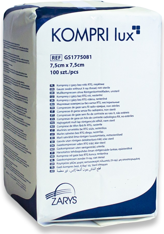

Kompresy Z Gazy Niejałowe 7,5x7,5cm 100szt Zarys