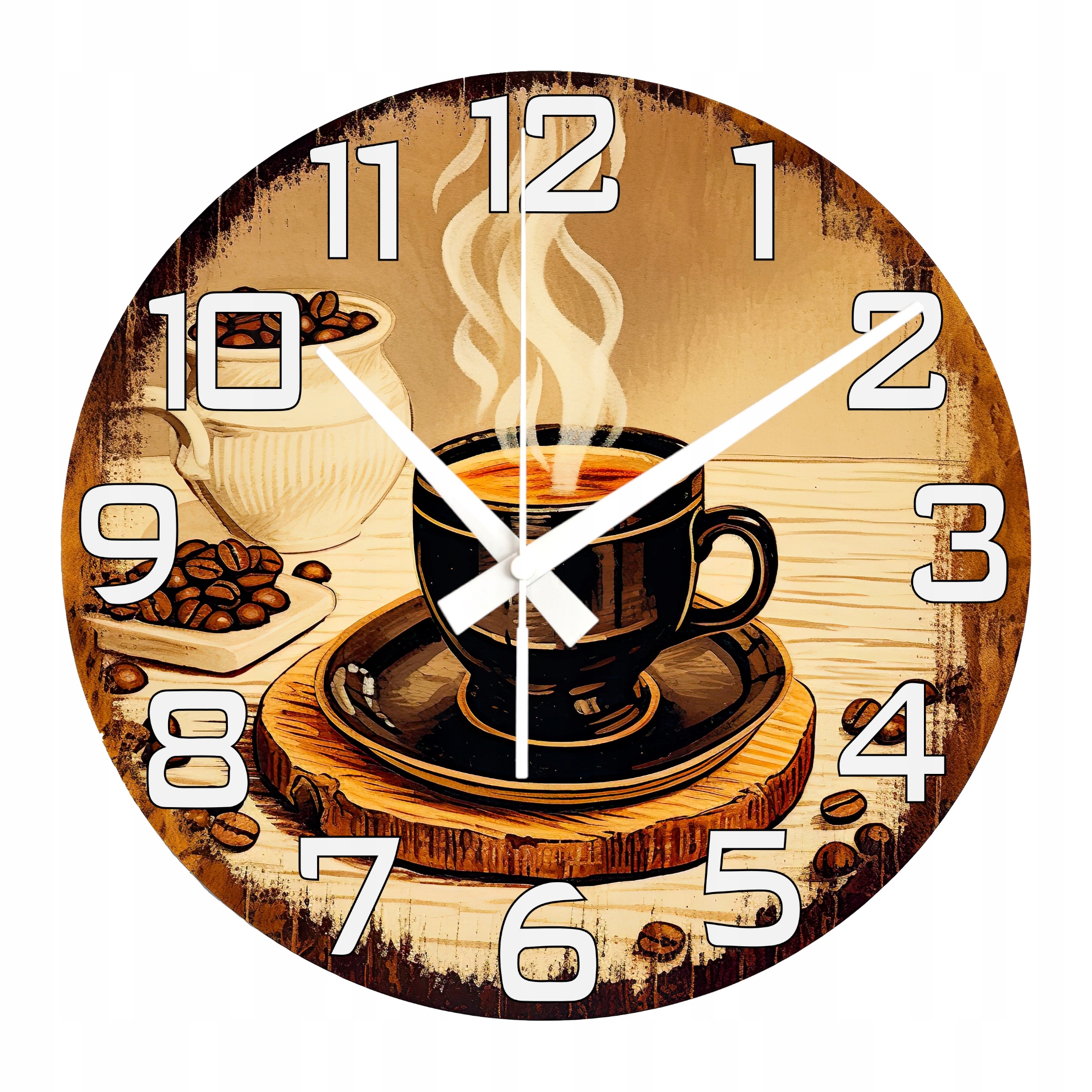 Dekoarní hodiny Káva S Mlékem Vintage Look Dárek Velké Hodiny 45 cm