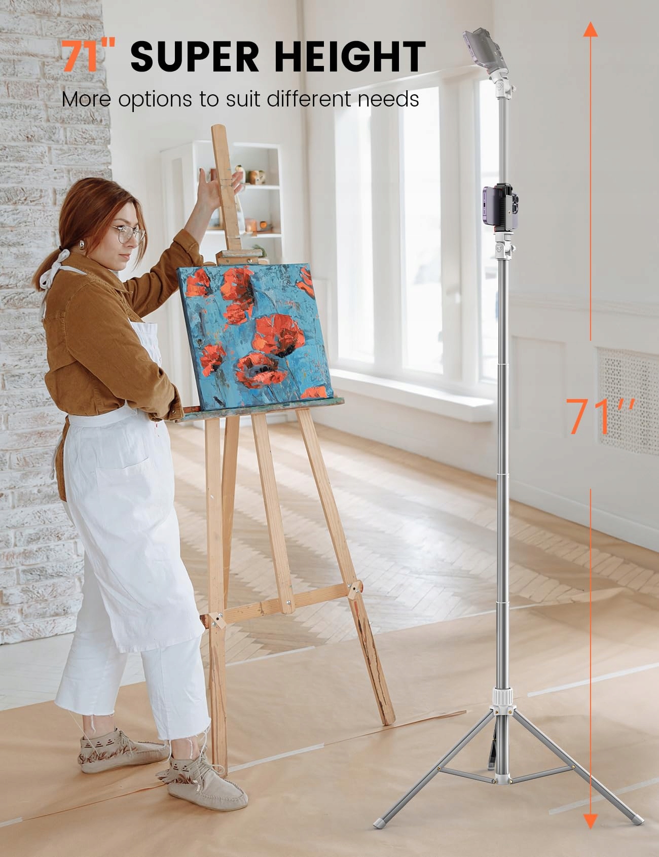 HANDY STATYW DO SMARTFONÓW 180CM ALUMINIOWY Z PILOTEM BIAŁY — miniatura 2
