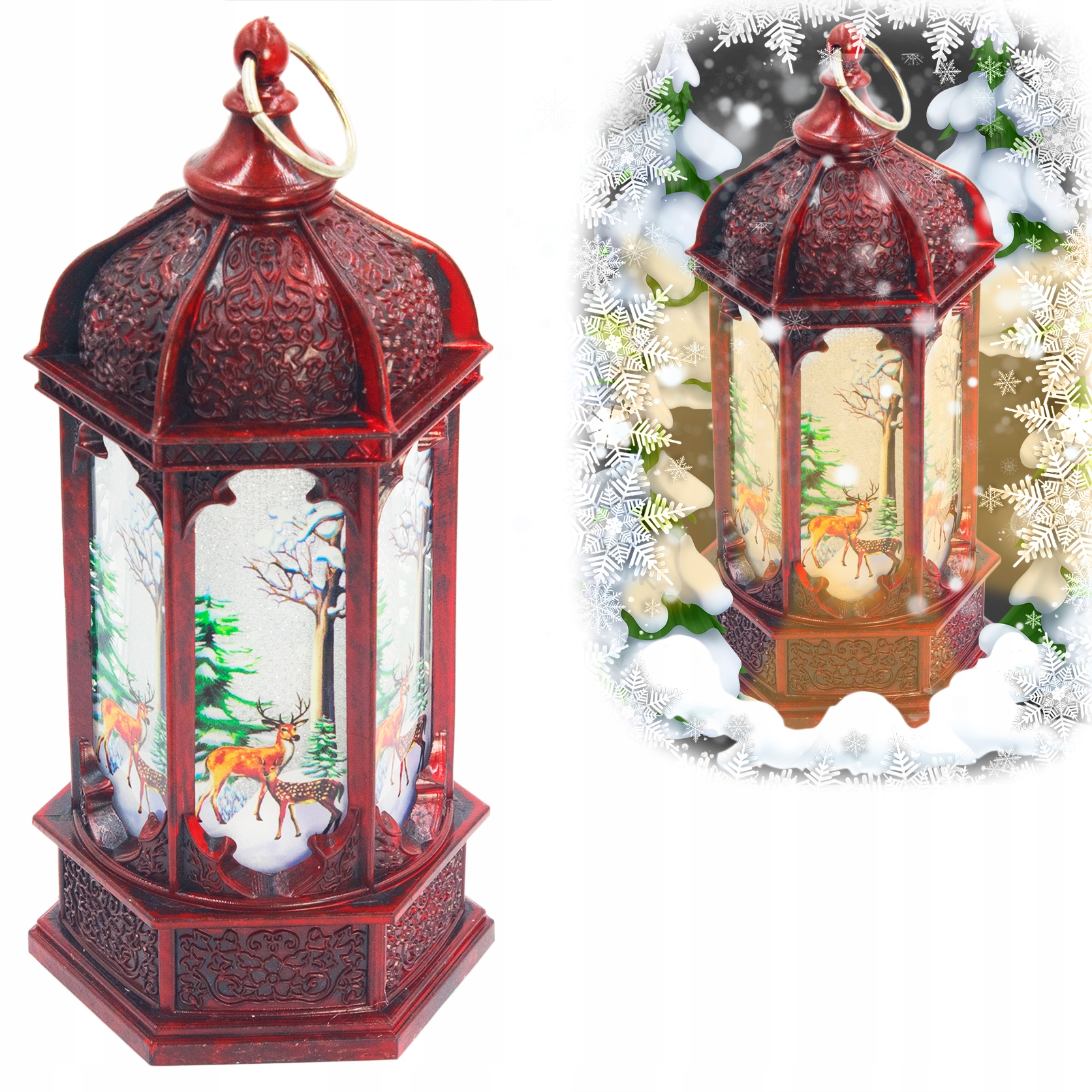 ŚWIĄTECZNA LATARENKA DEKORACJA LAMPION LED ŚWIĘTA