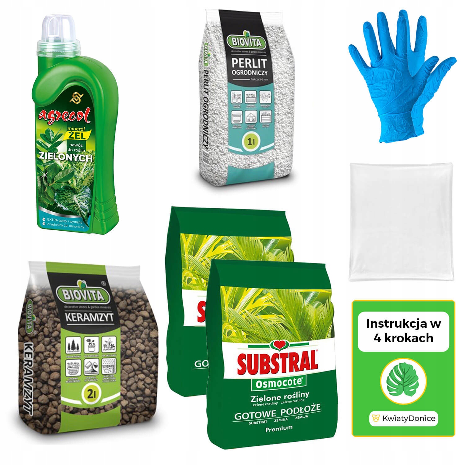 Zestaw do przesadzania 6w1 ROŚLINY ZIELONE np strelicja monstera