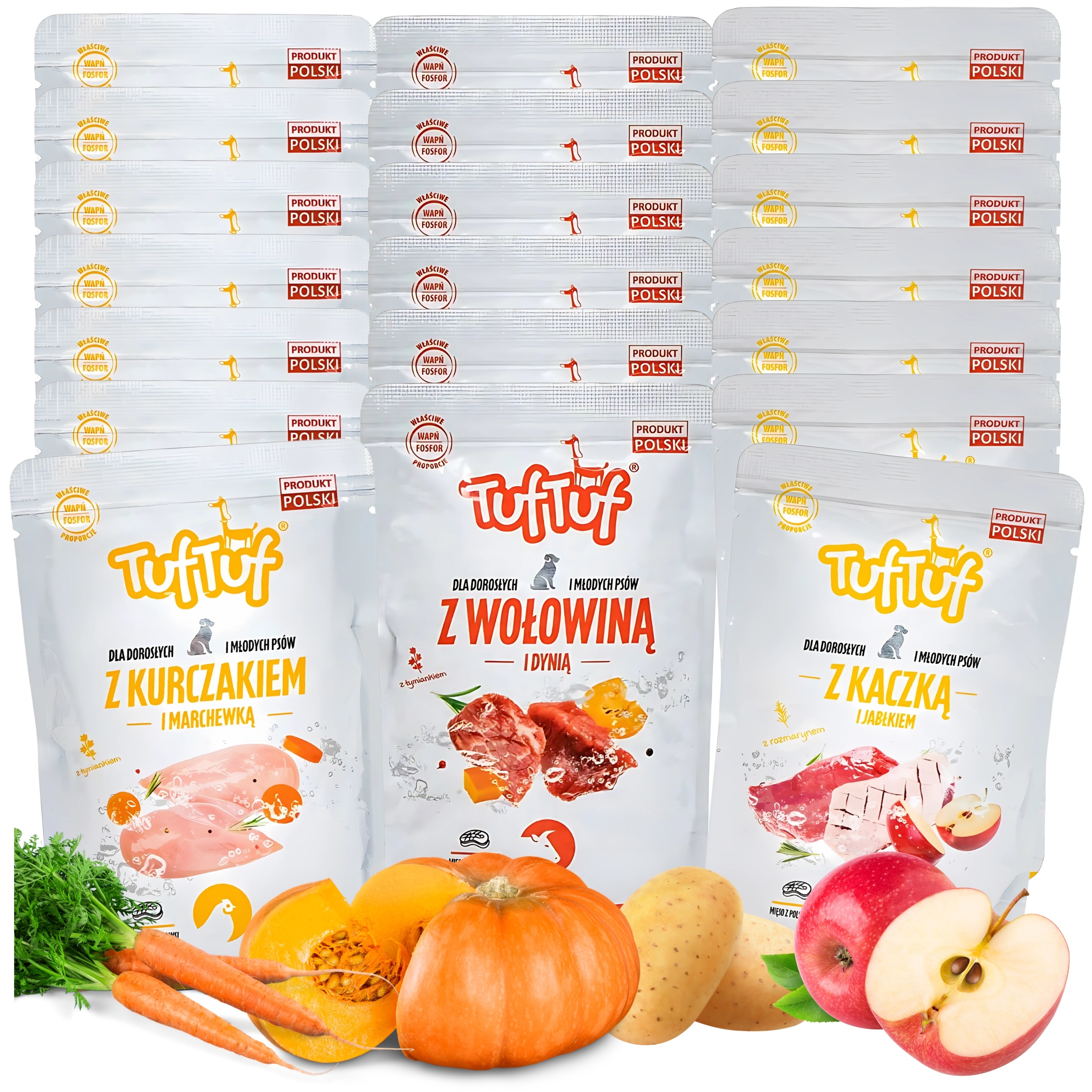 Levně Vlhké krmivo pro psy, sáčky 20 ks x 500 g, sada Tuf Tuf mix chutí