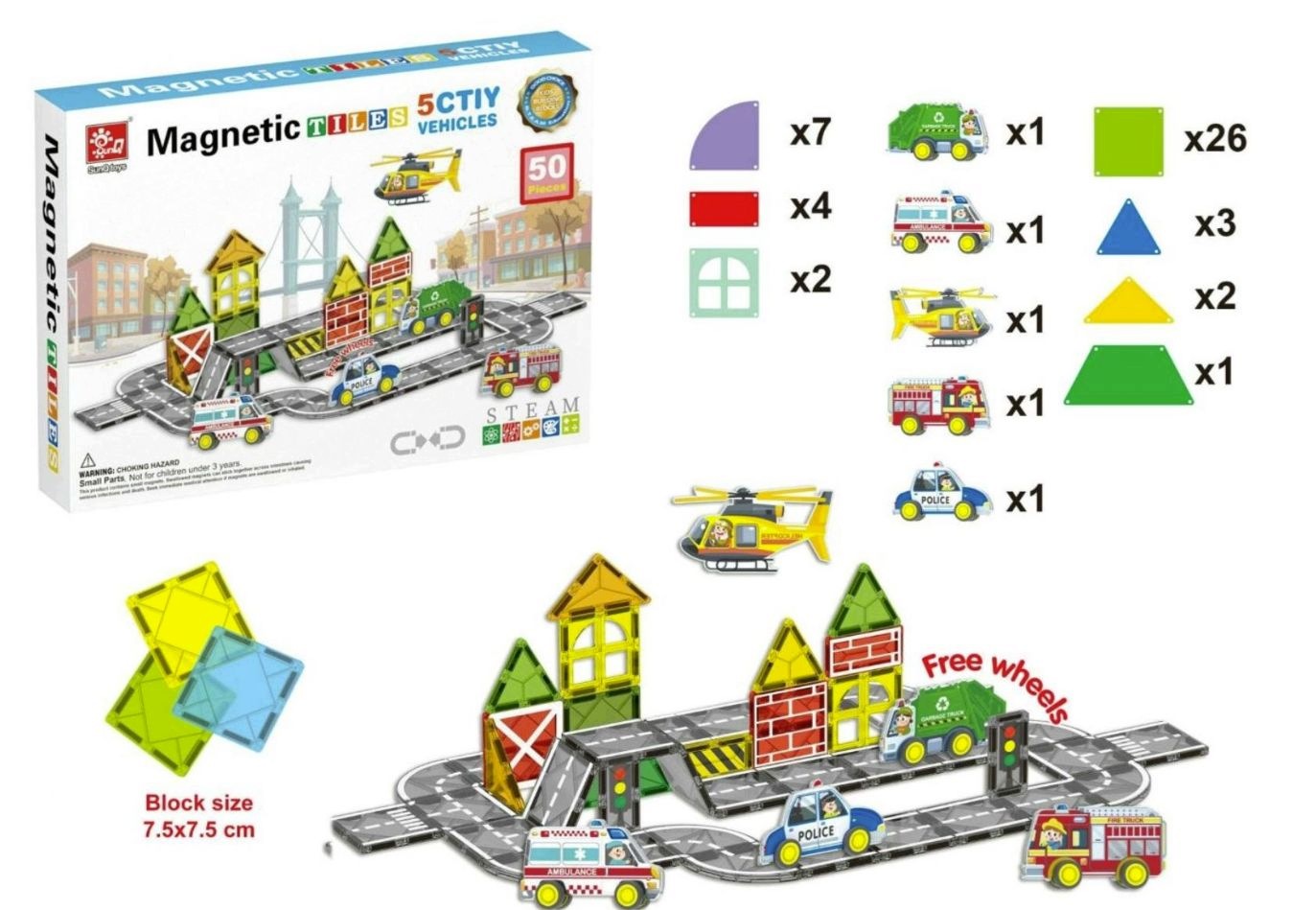 Klocki Magnetyczne Miasto (50 El.)