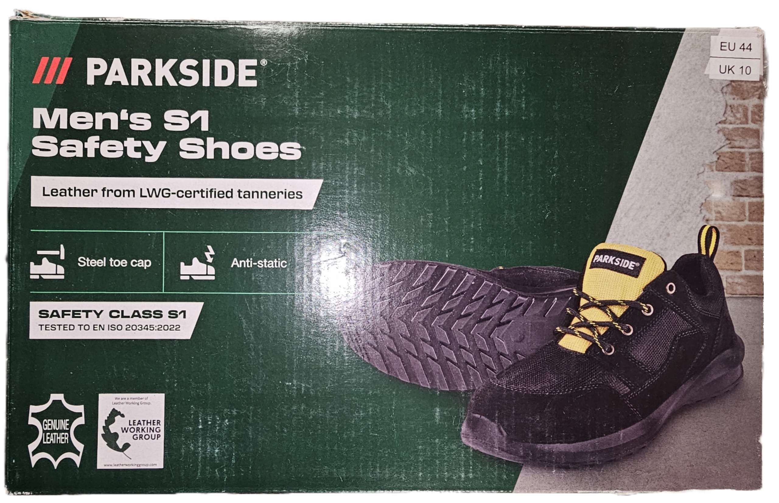 Buty robocze Parkside męskie obuwie ochronne S1 ze skóry 44 czarne