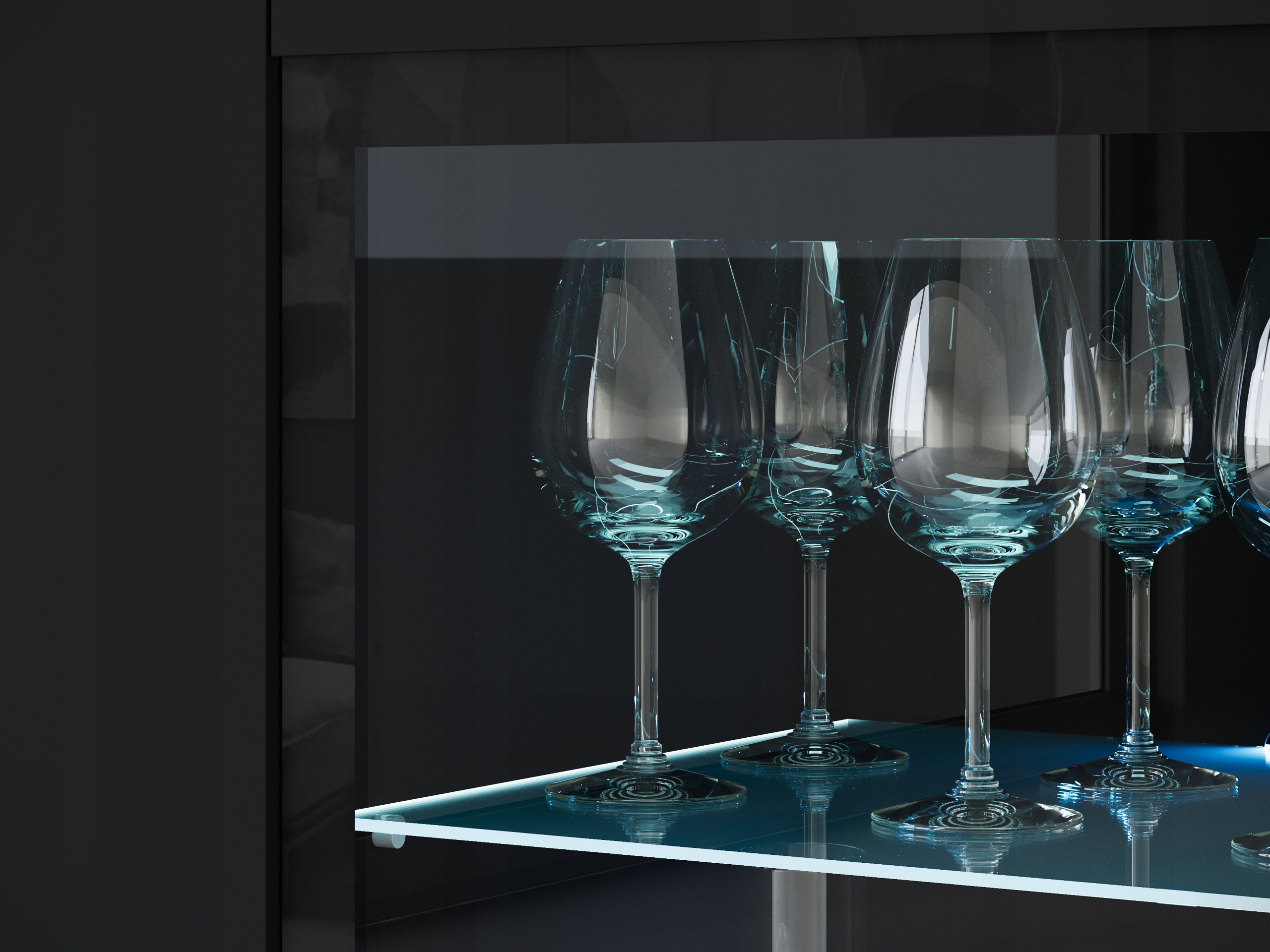 Nowoczesna szeroka witryna, highboard, komoda VERA 120 cm, szklane półki