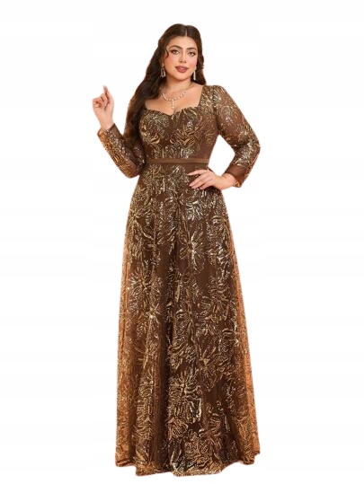 Shein Šaty S Flitry, Dlouhý Rukáv Plus Velikost 52 1KH