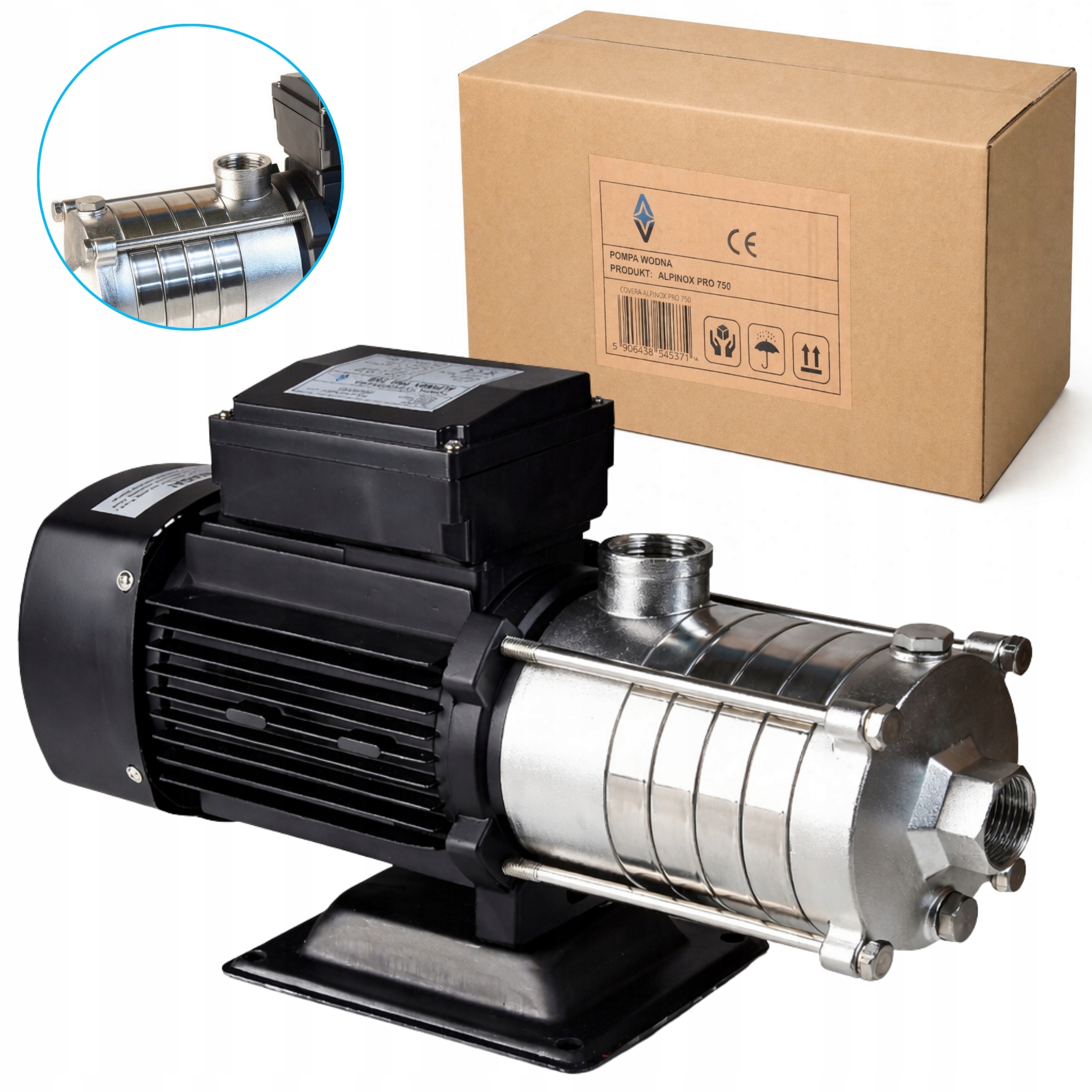 Viacstupňová Pumpa Inox 550 W 70 L/min Na Vodu 5 Rotorov Vysoká Kvalita