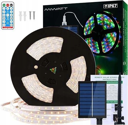 Solárne Led pásky vodotesné, 560 diód, 2 x 10 m, farba teplá biela